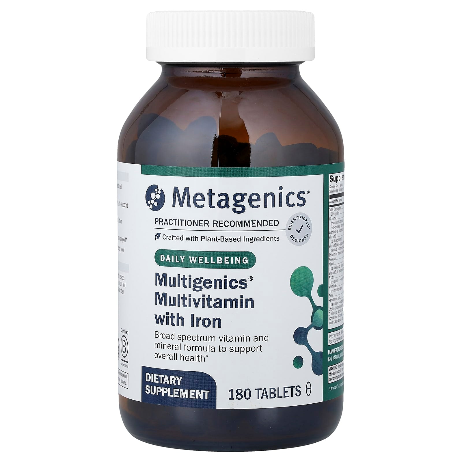 Metagenics, Multigenics® Multivitamin with Iron, 180 Tablets UPC 755571023575 | HiLife Vitamins